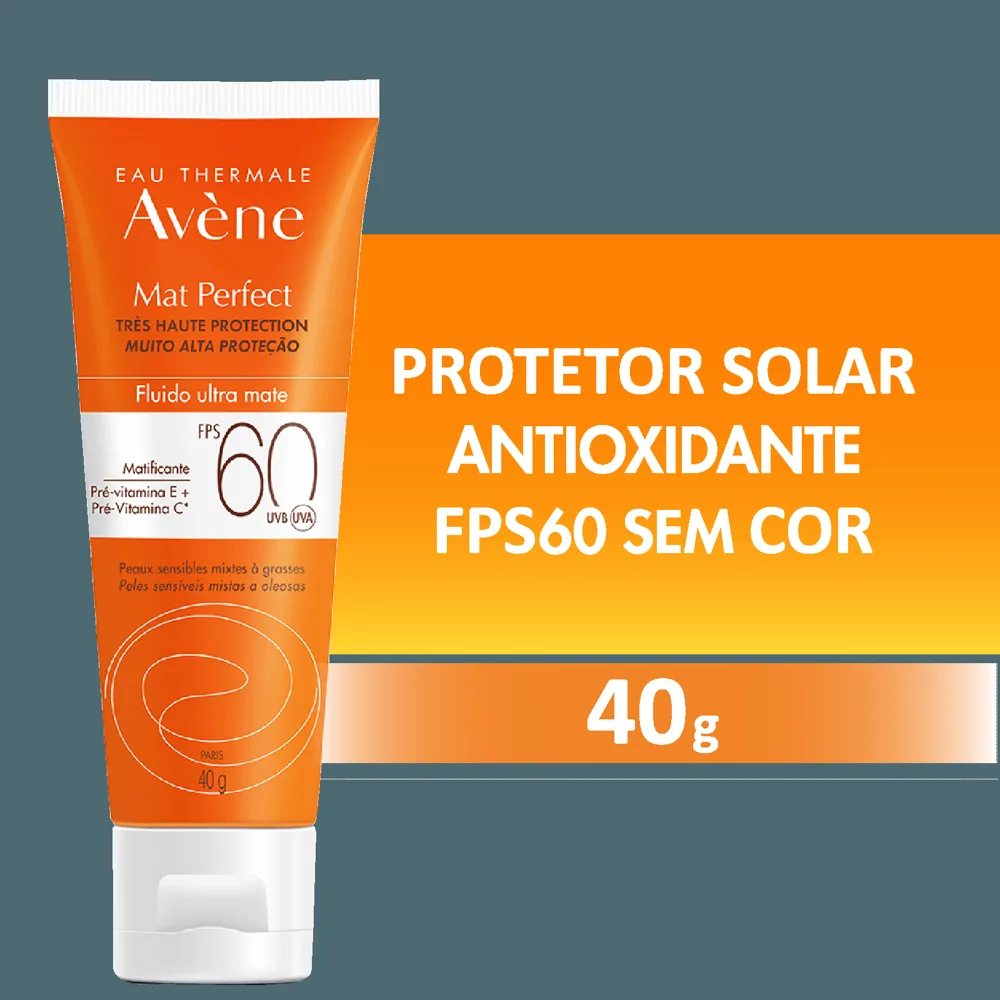 Protetor Solar Facial Avène Mat Perfect Fluído Ultra Mate FPS60 40g