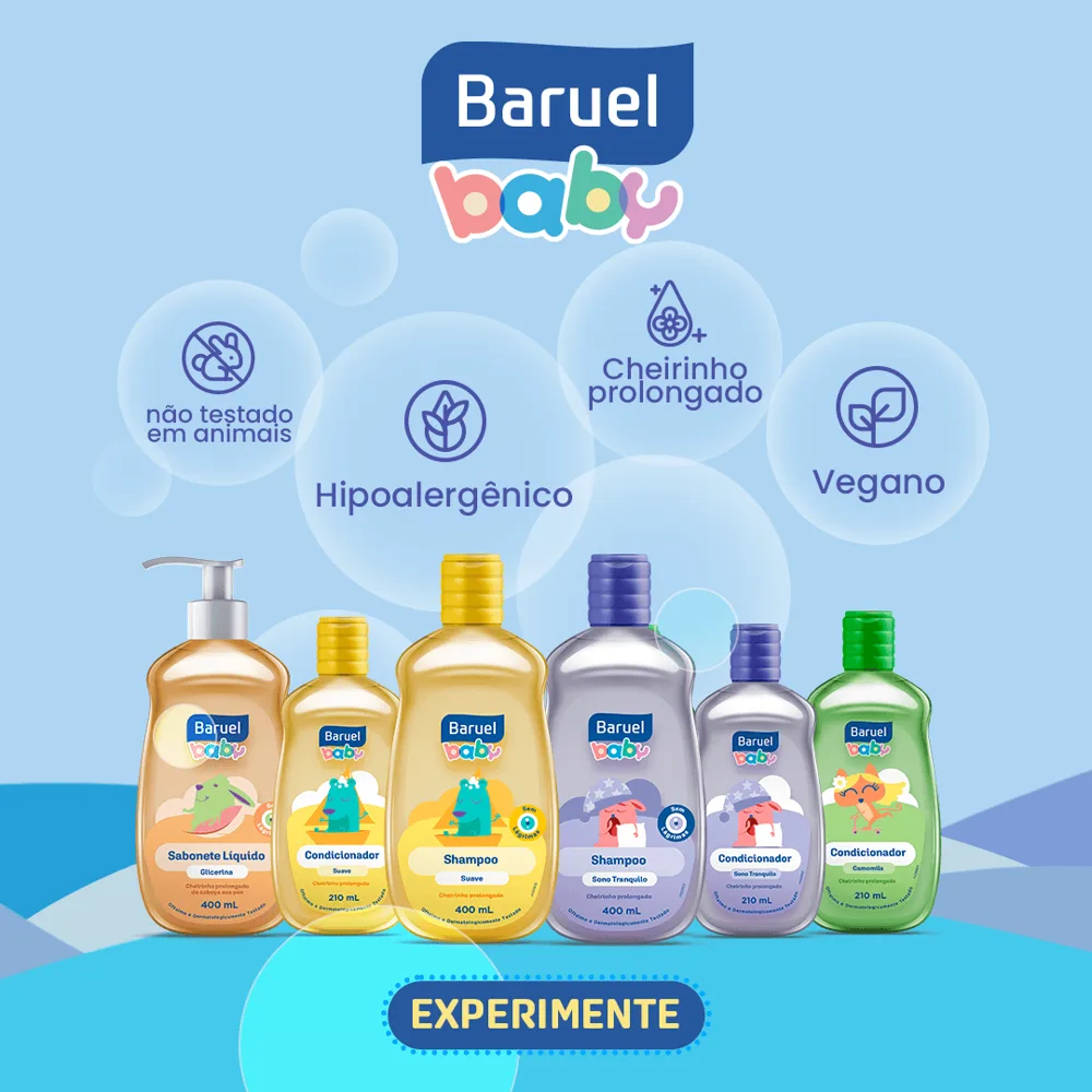Sabonete Líquido Infantil Baruel Baby Glicerina da Cabeça aos Pés Refil 210ml