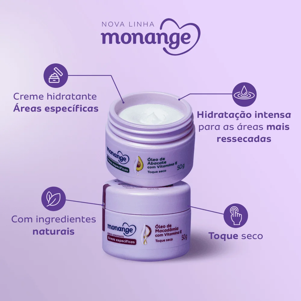 Creme Hidratante Monange Áreas Específicas Toque Seco com Óleo de Abacate e Vitamina E 50g