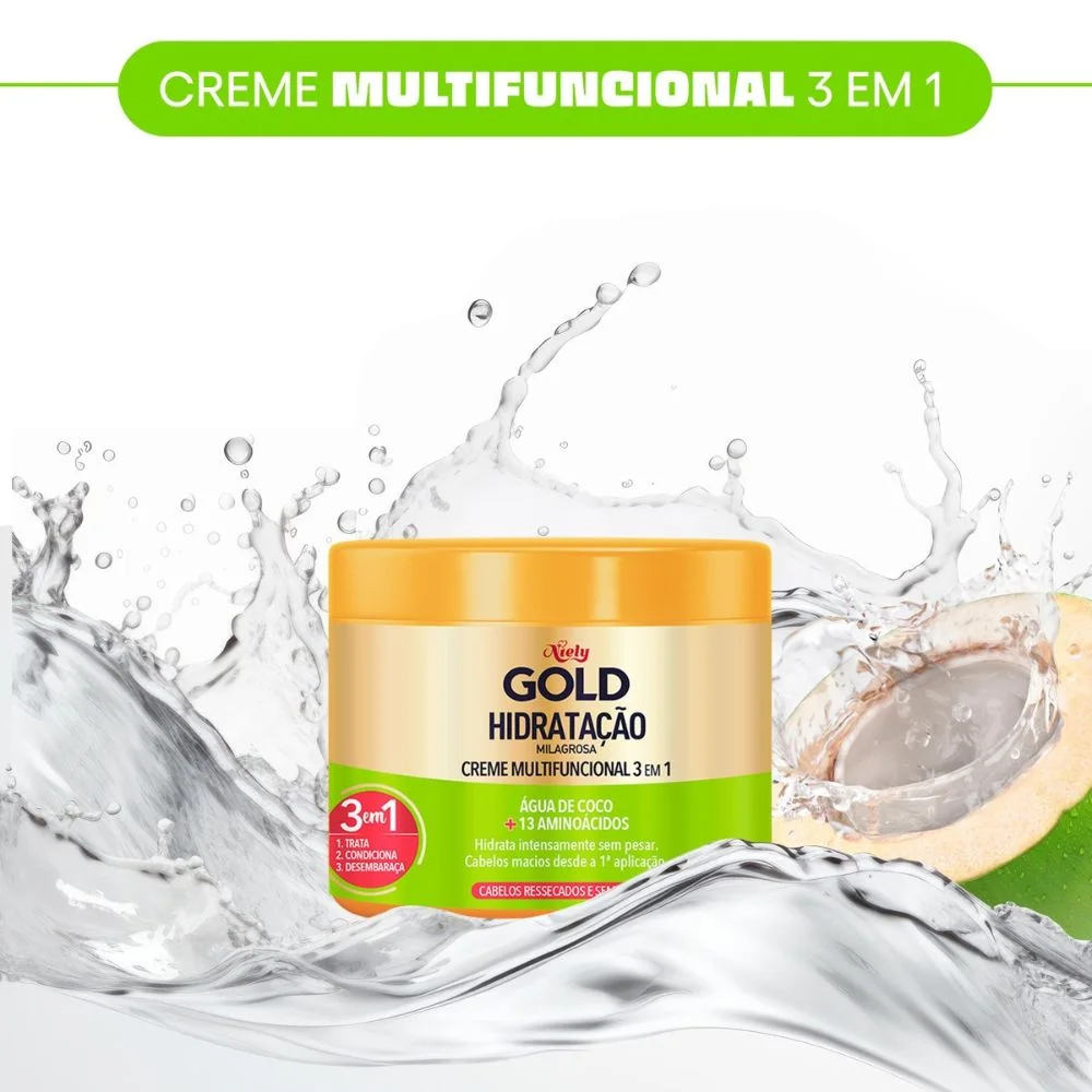 Creme de Tratamento Capilar Niely Gold Hidratação Milagrosa Água de Coco + Babosa 430g