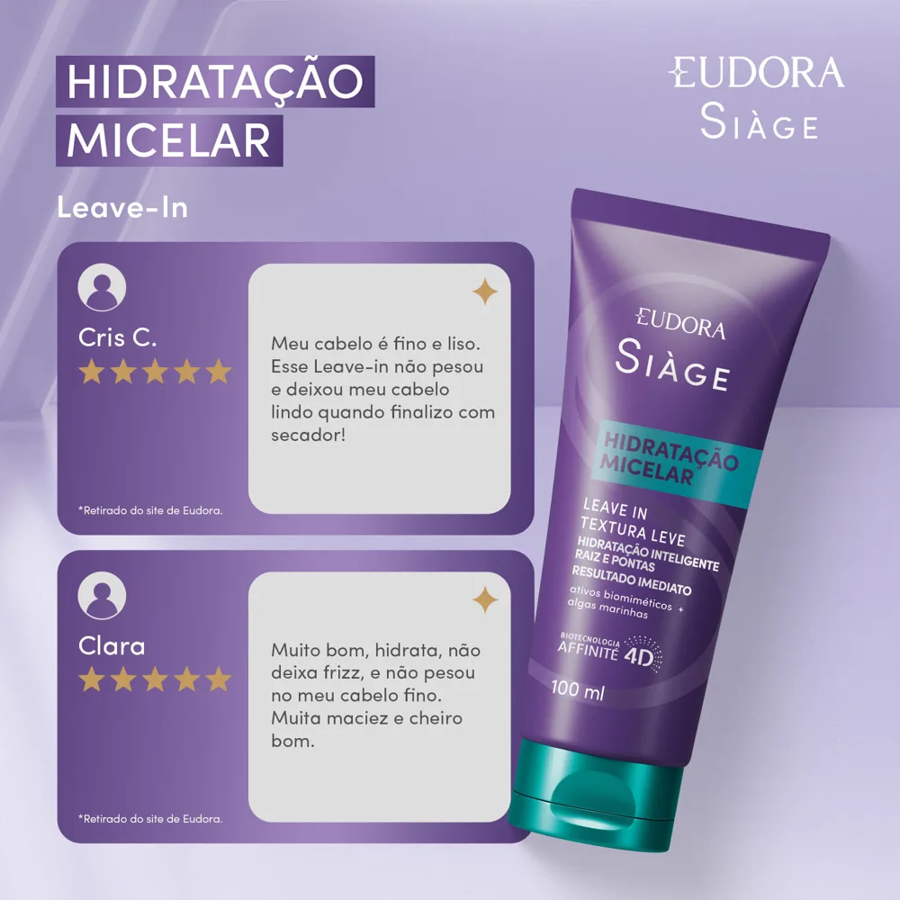 Leave-in Eudora Siàge Hidratação Micelar 100ml