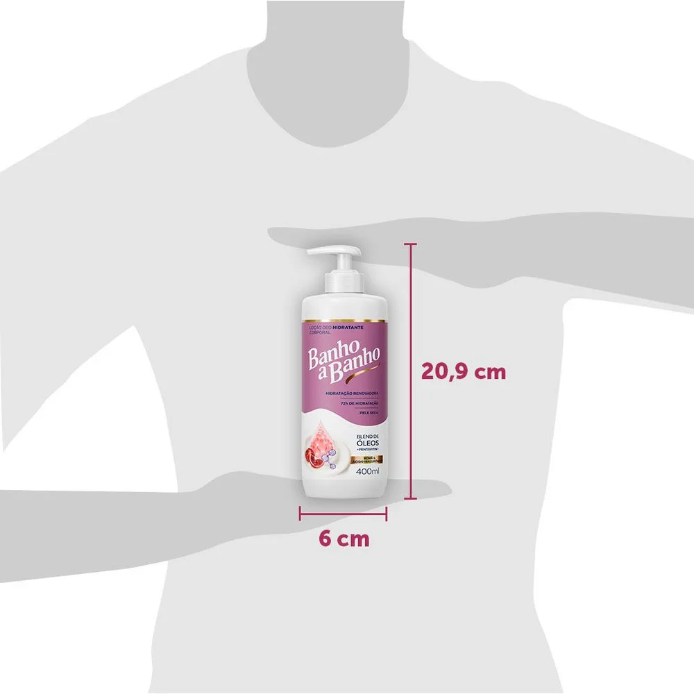 Deo-Hidratante Loção Banho A Banho Romã E Ácido Hialurônico Blend De Óleos E Pentavitin 72h 400ml