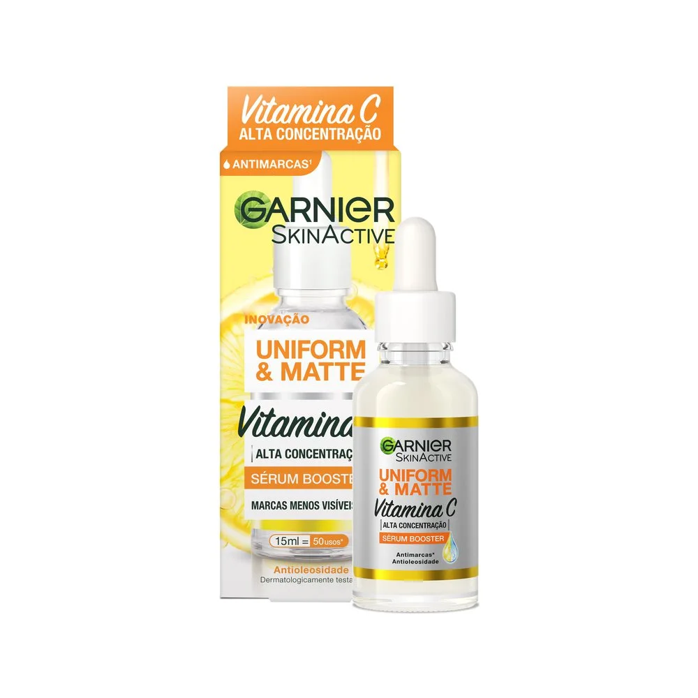 Sérum Facial Garnier Uniform & Matte Antimarcas com Vitamina C Efeito Matte 15ml