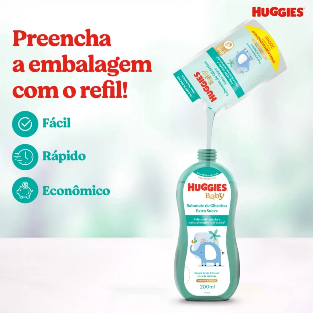 Sabonete Líquido Infantil Huggies Extra Suave Refil 200ml