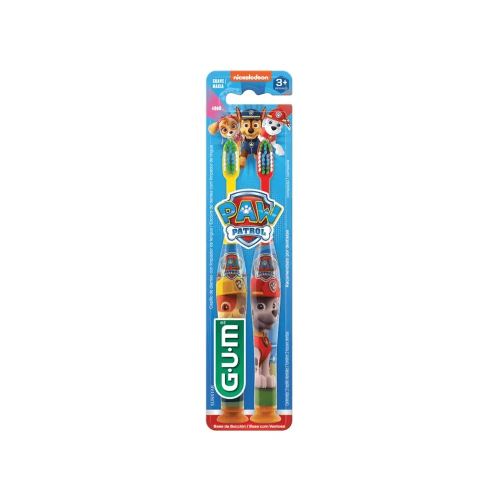 Escova Dental Infantil GUM Patrulha Canina Cerdas Macias +3 anos 2 Unidades – Cores Sortidas