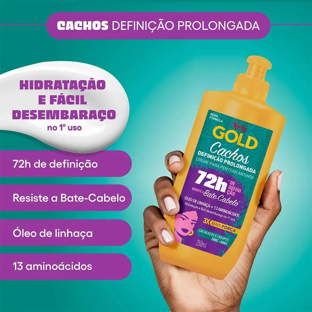 Creme de Pentear Niely Gold Cachos Definição Prolongada 72h 250ml