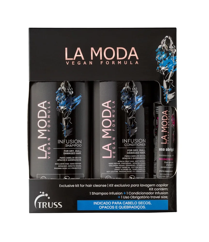 Kit La Moda Infusion Shampoo 300ml 1 Uni + Condicionador 300ml 1 Uni + Finalizador Uso Obrigatório 30ml 1 Uni