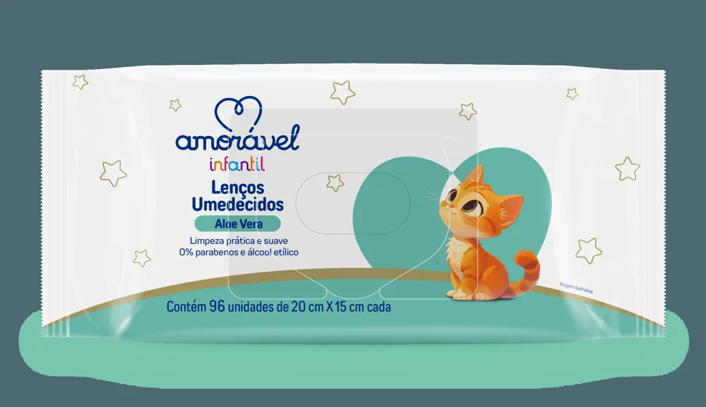 Lenço Umedecido Amorável Baby Aloe Vera 96 Unidades