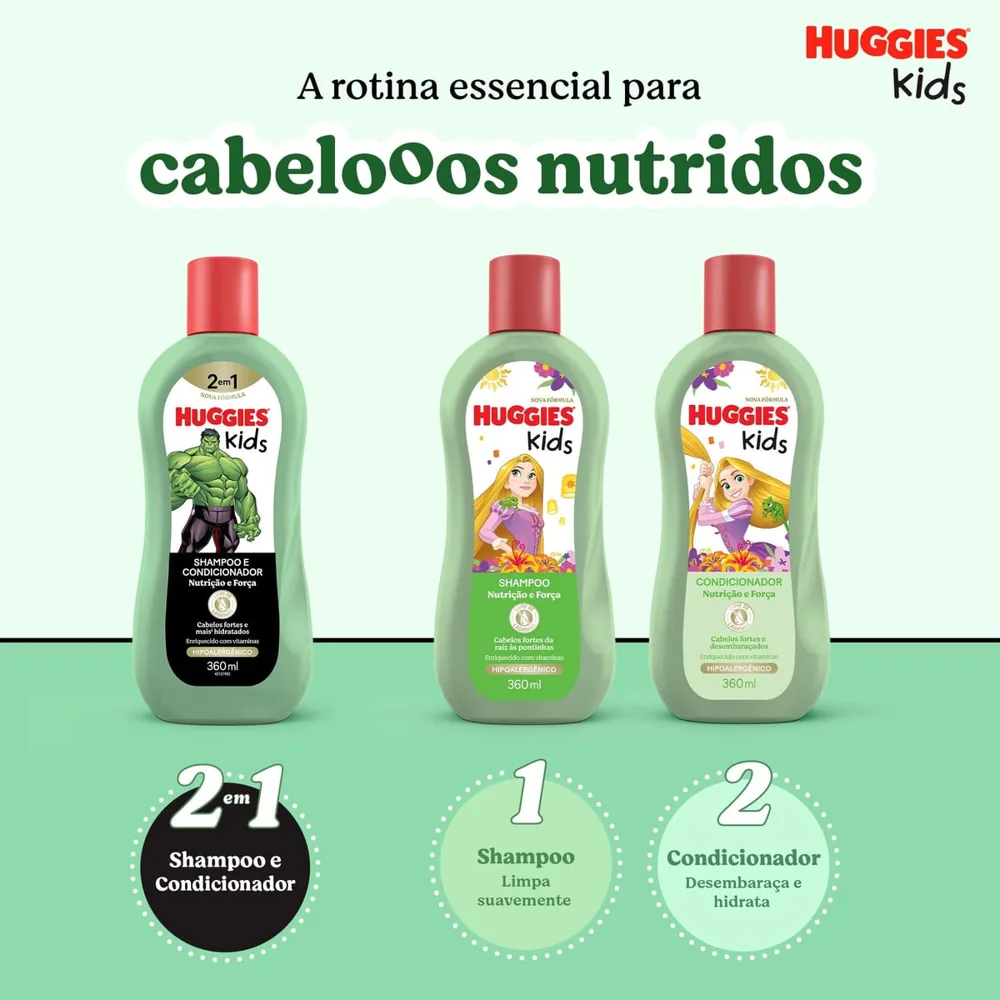 Shampoo Infantil Huggies Kids Nutrição e Força 360ml