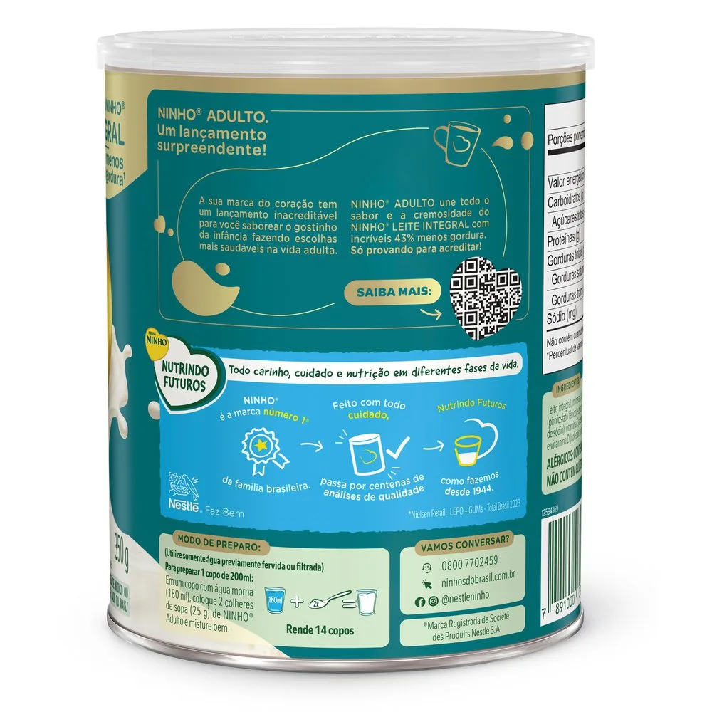 Leite em Pó Ninho Adulto Lata 350g
