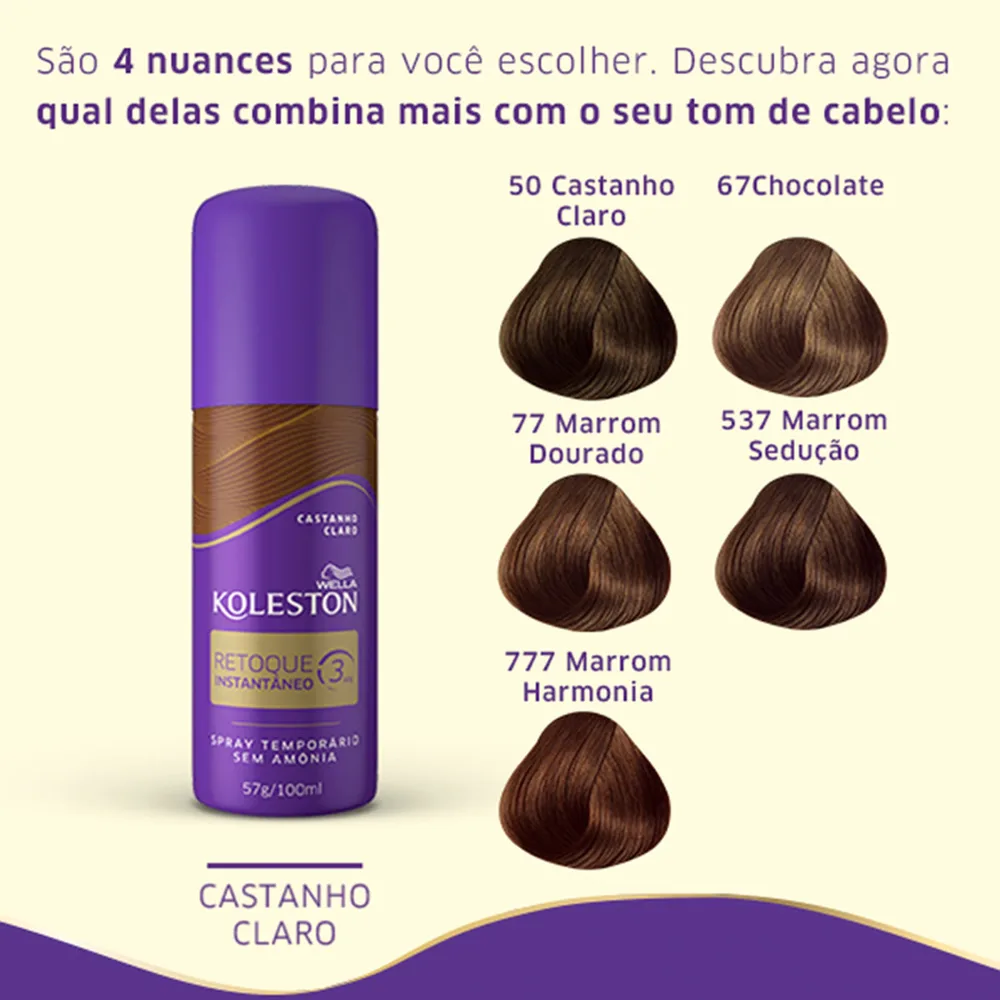 Tintura Koleston Retoque Instantaneo Cor Castanho Claro Spray 100ml
