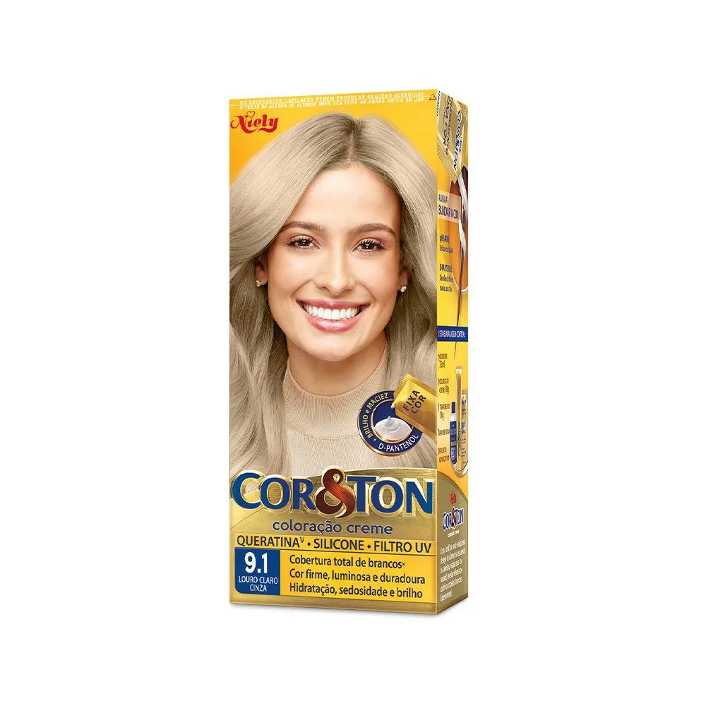 Coloração Niely Cor&Ton Louro Cinza 9.1