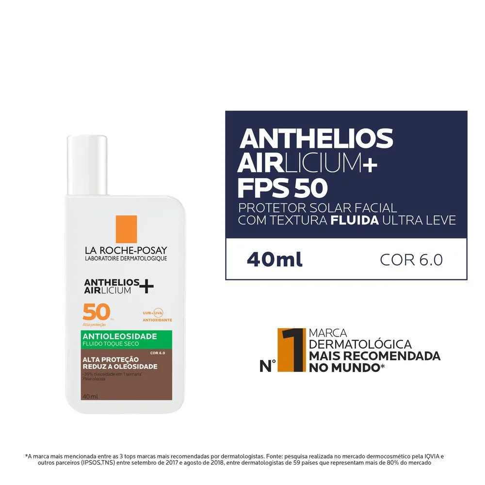 Protetor Solar Facial La Roche-Posay Anthelios Airlicium+ FPS50 Cor 6.0 40ml