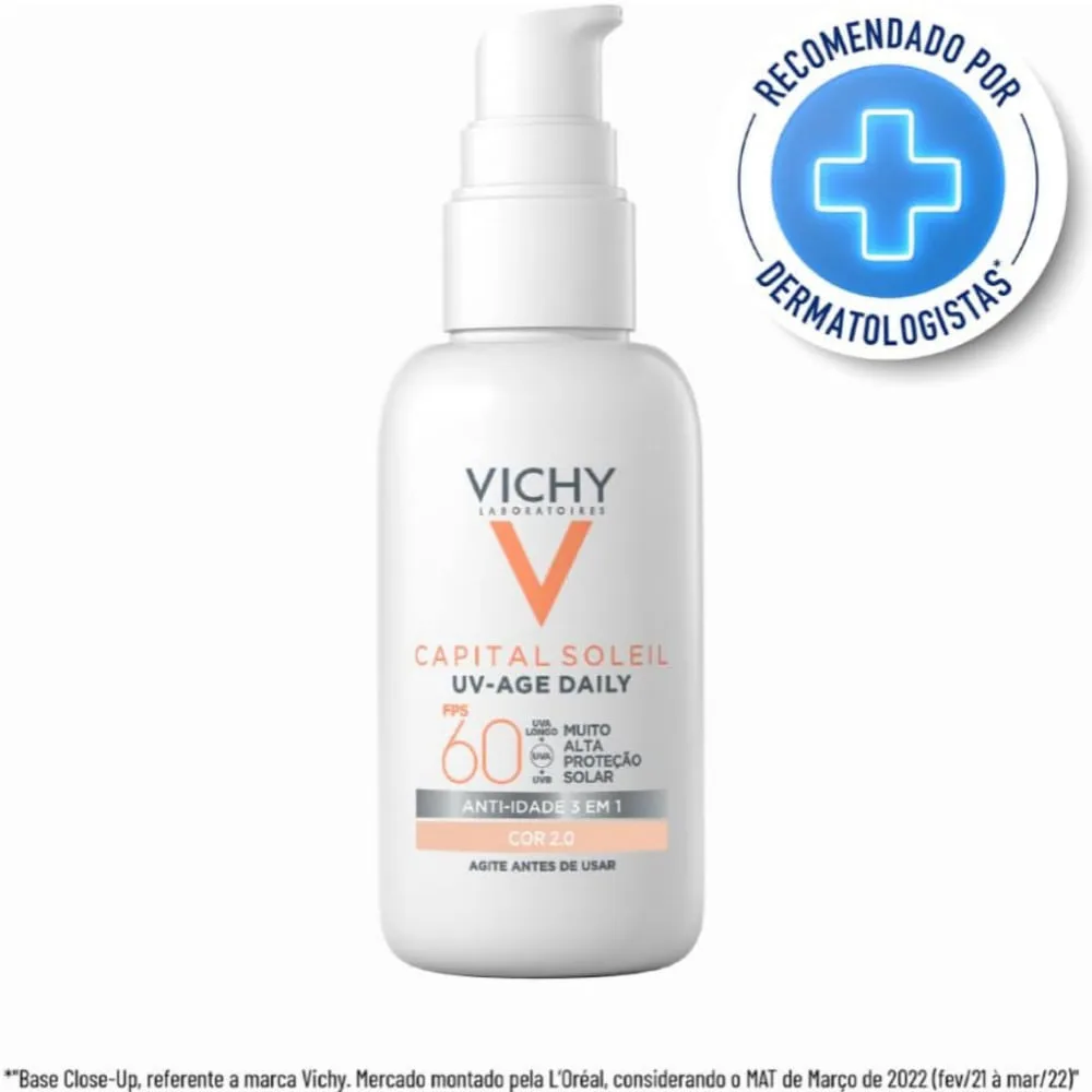 Protetor Solar Facial Vichy Capital Solei Uv-Age FPS60 Cor 2.0 40g