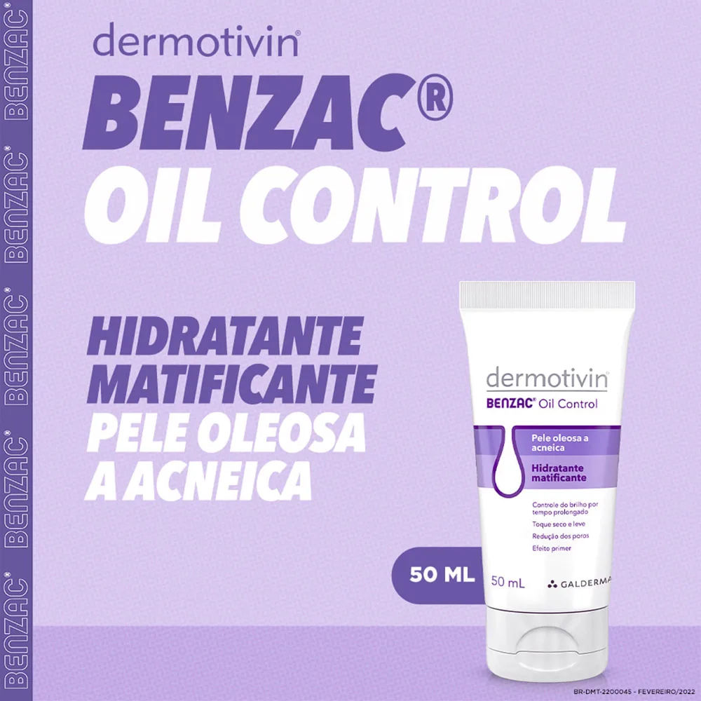 Hidratante Facial Dermotivin Benzac Oil Control Matificante Pele Oleosa e Acneica 50ml