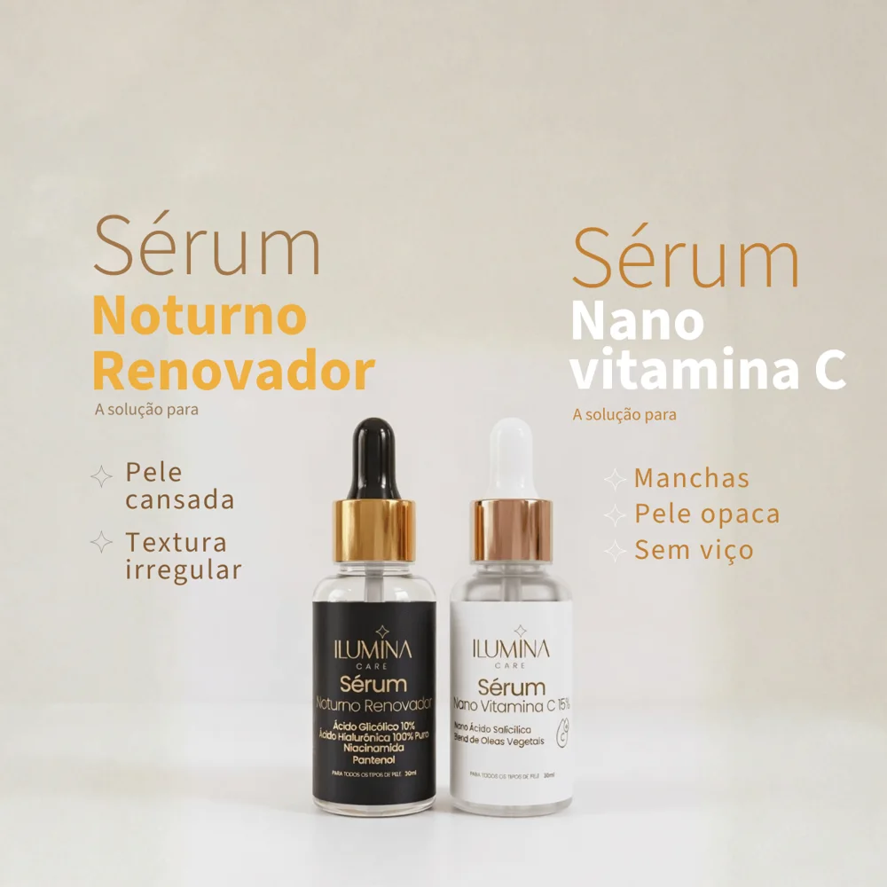 Kit Sérum Vitamina C 15% + Sérum Noturno Renovador