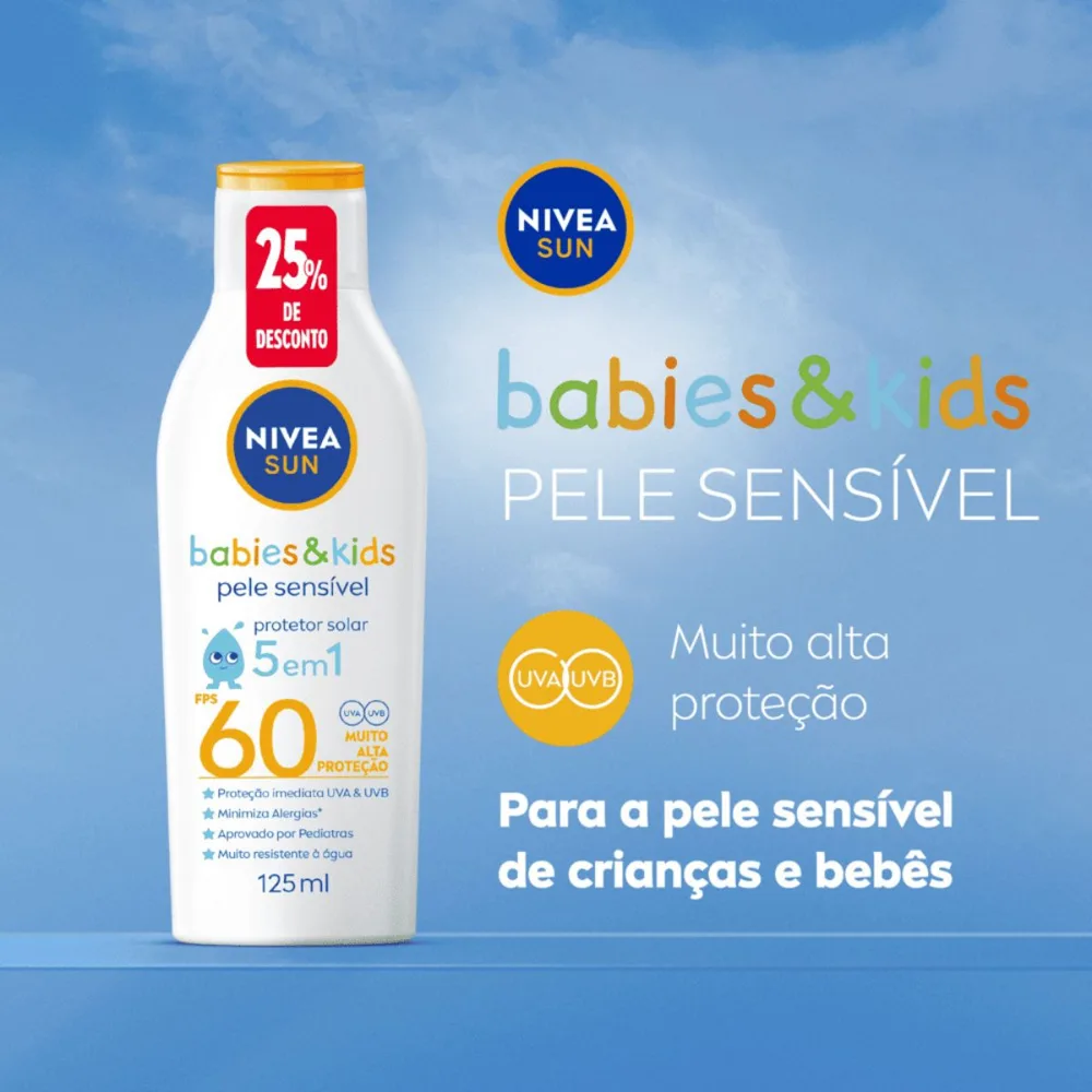 Protetor Solar Nivea Sun Babies & Kids Fps60 125ml