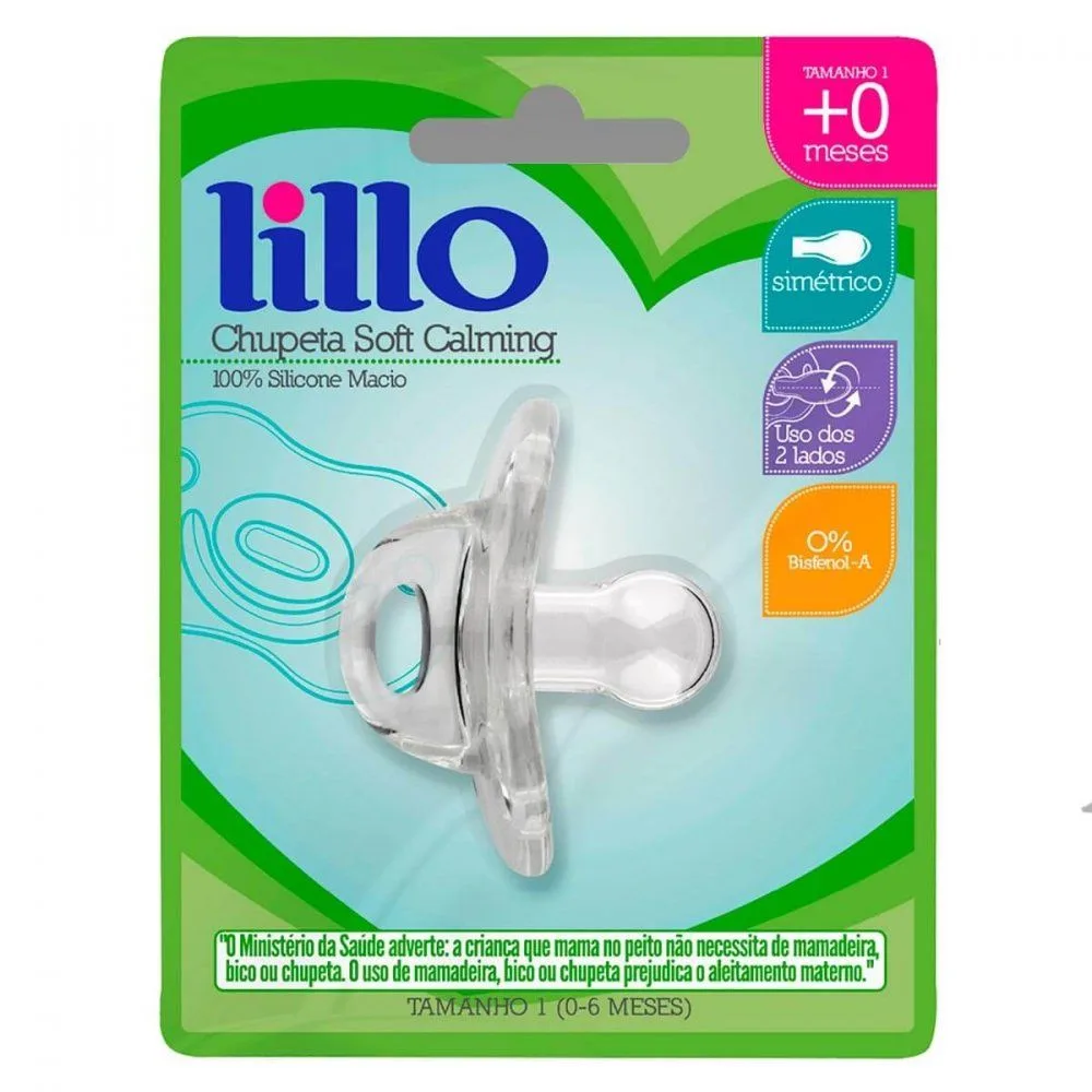 Chupeta Lillo Soft Calming Bico Simétrico de 0 a 6 meses Silicone Neutra Tamanho 1 1 Unidades + estojo esterilizável