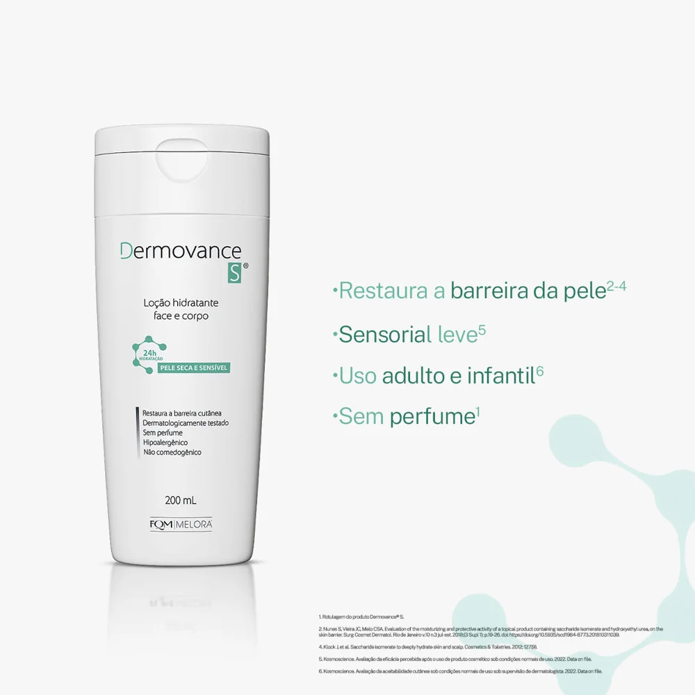 Loção Corporal Dermovance S Hidratante Peles Secas e Sensíveis 200ml