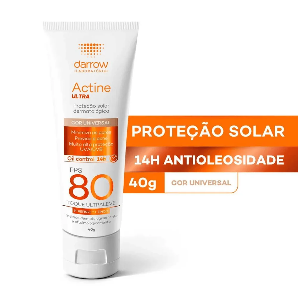 Protetor Solar Facial Darrow Actine Ultra FPS80 Oil Control Cor Universal 40g