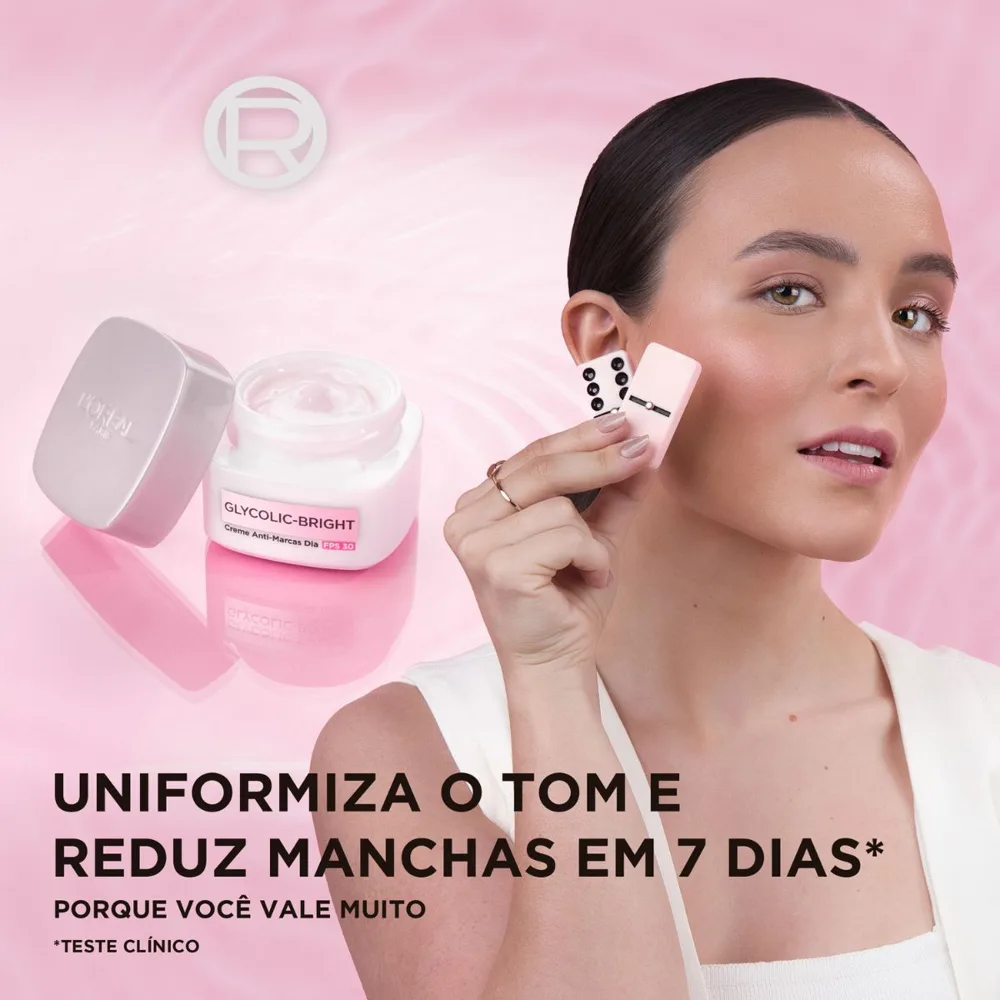 Creme Facial L'Oréal Paris Glycolic Bright Anti-Marcas Diurno FPS 30 49g