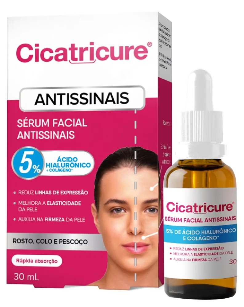 Sérum Facial Cicatricure Antissinais com Ácido Hialurônico e Colágeno 30ml