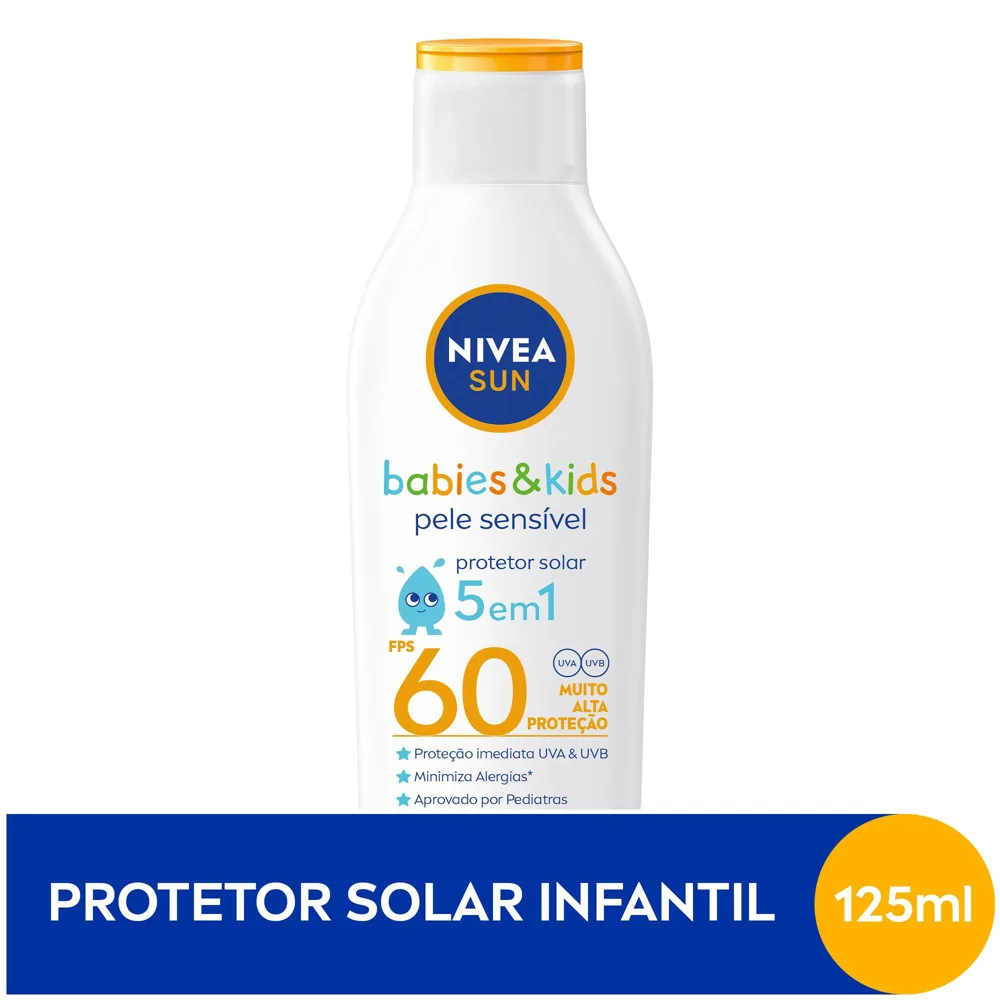 Protetor Solar Nivea Sun Kids Sensitive FPS60 Sem Perfume 125ml
