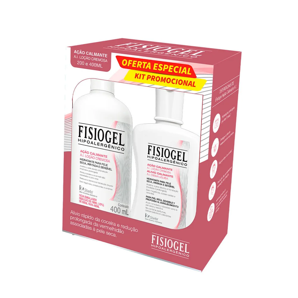 Kit Loção Hidratante Fisiogel A.I. 400ml 1 Unidade + Loção Cremosa Fisiogel A.I. 200ml 1 Unidade