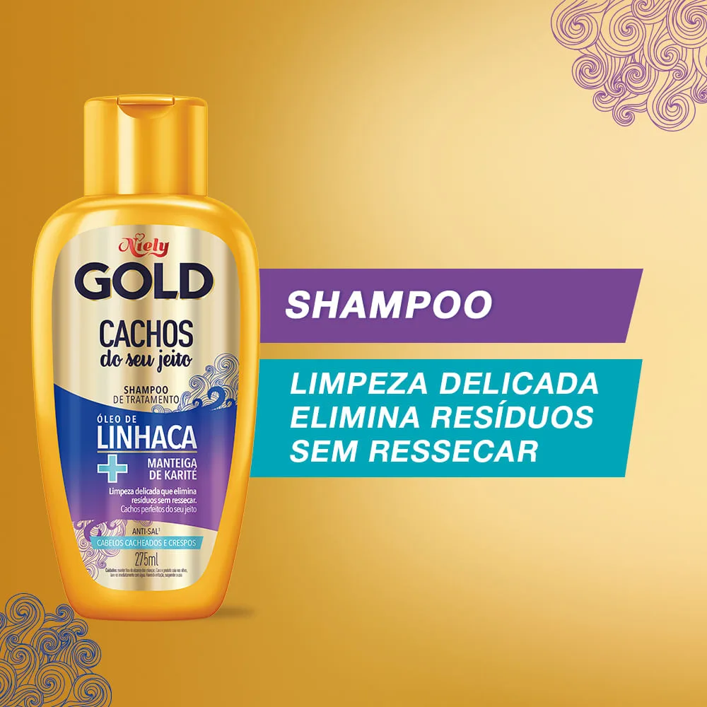 Kit Shampoo Niely Gold Cachos do Seu Jeito 275ml 1 Uni + Condicionador Niely Gold Cachos do Seu Jeito 175ml 1 Uni