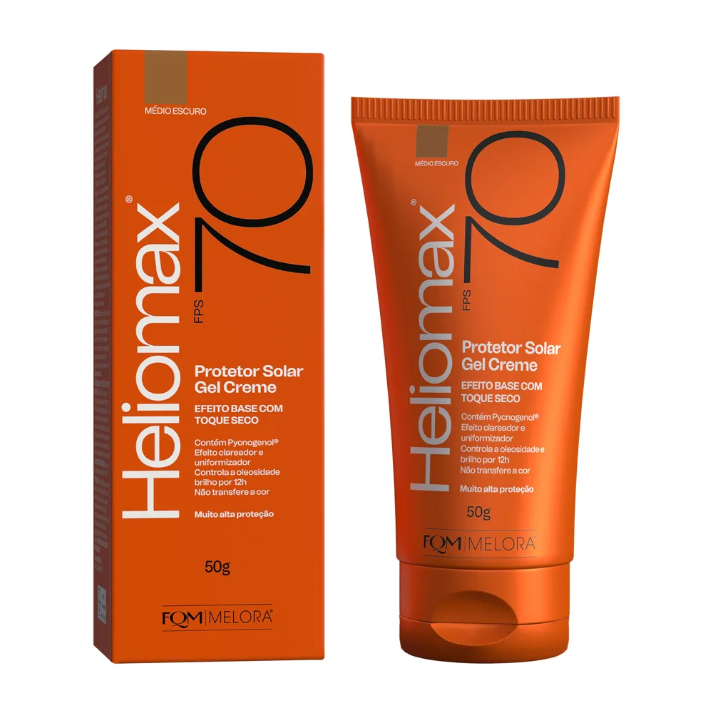 Protetor Solar Facial Heliomax FPS70 Gel Creme Cor Médio Escuro 50g