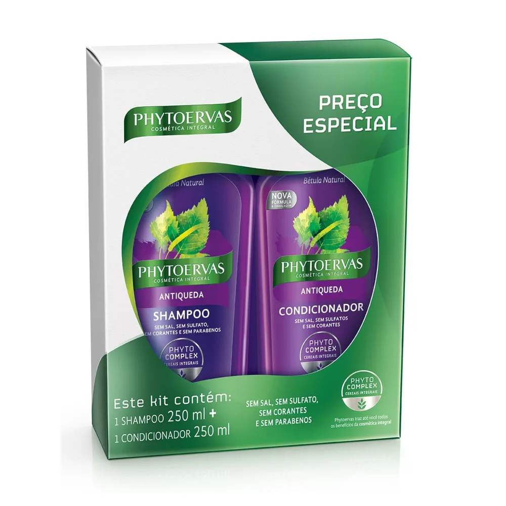 Kit Shampoo Phytoervas Antiqueda 250ml 1 Unidade + Condicionador Phytoervas Antiqueda 250ml 1 Unidade