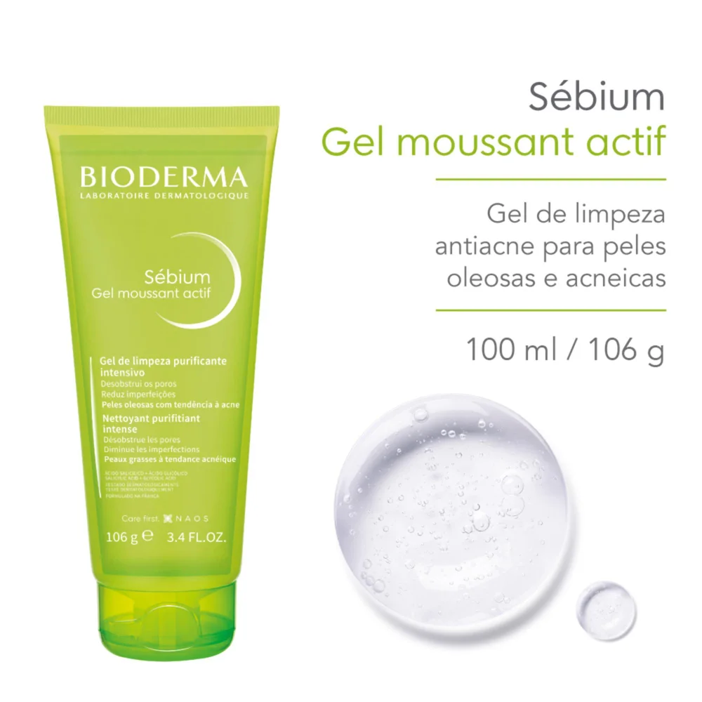 Gel de Limpeza Antiacne Bioderma Sébium Gel Moussant Actif 100ml