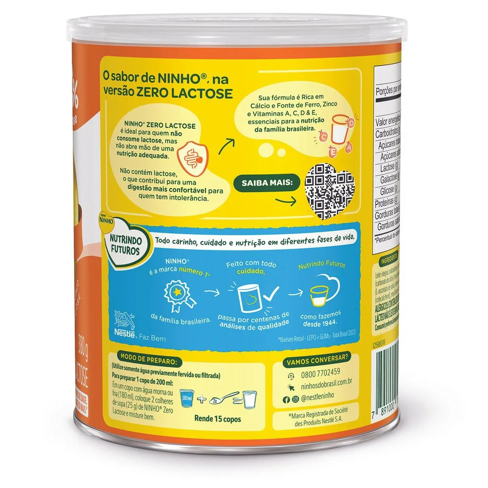 Composto lacteo Ninho Forti+ zero Lactose 380g