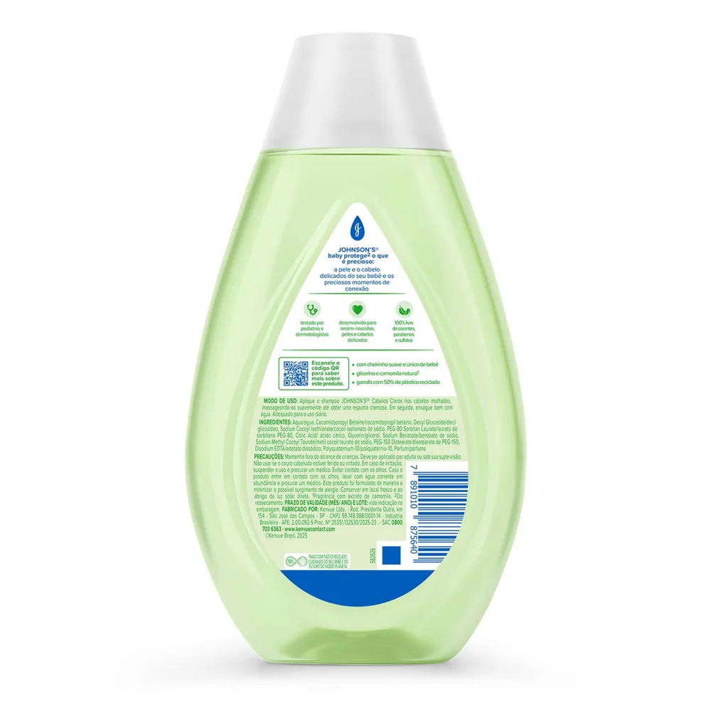 Shampoo Infantil Johnson's Baby Cabelos Claros Camomila 400ml