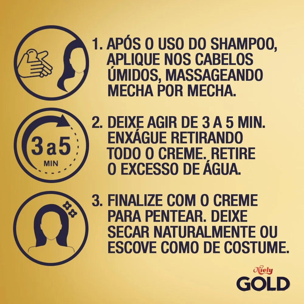 Máscara Capilar Niely Gold Brilho Absoluto Vinagre de Maçã + Óleo de Jojoba 430g