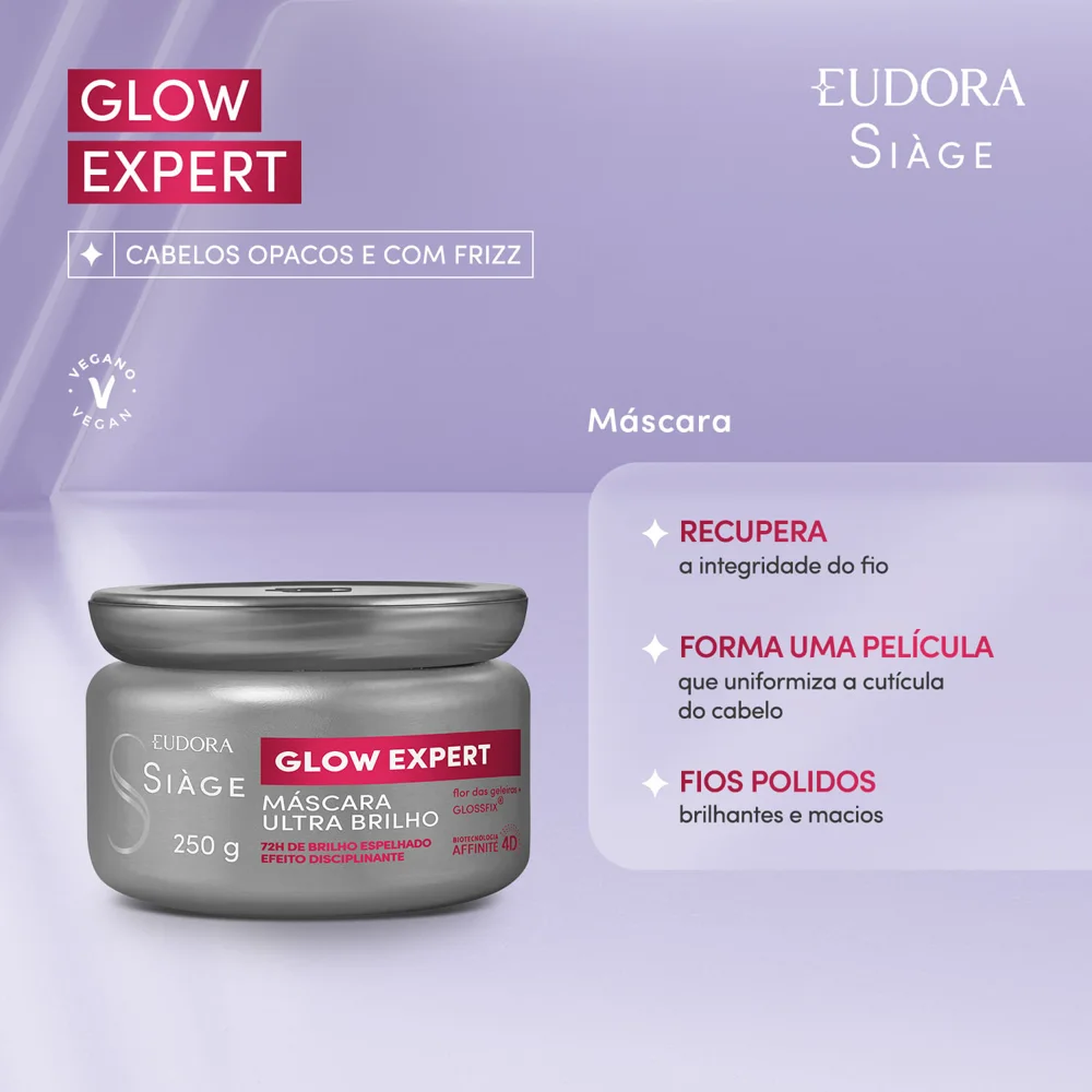 Máscara Capilar Eudora Siàge Glow Expert Ultra Brilho 250g