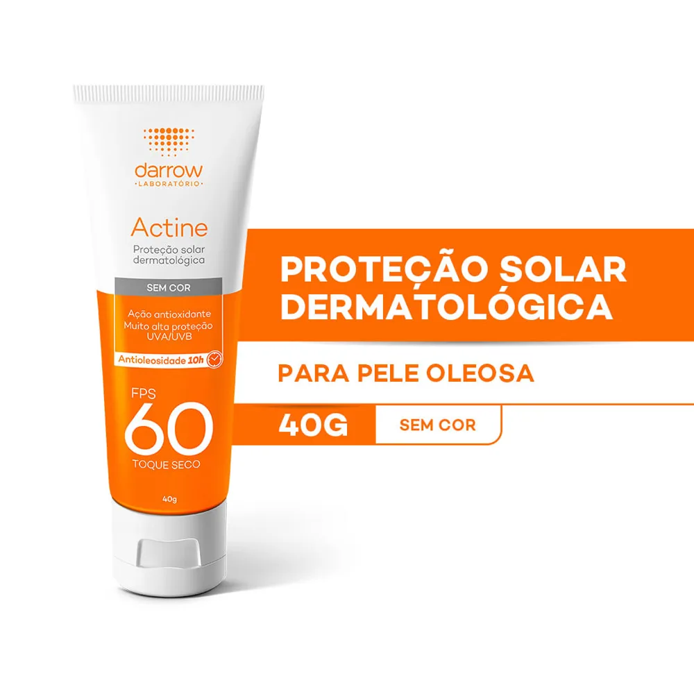 Protetor Solar Facial Actine Sem Cor FPS60 Antioleosidade 10h 40g
