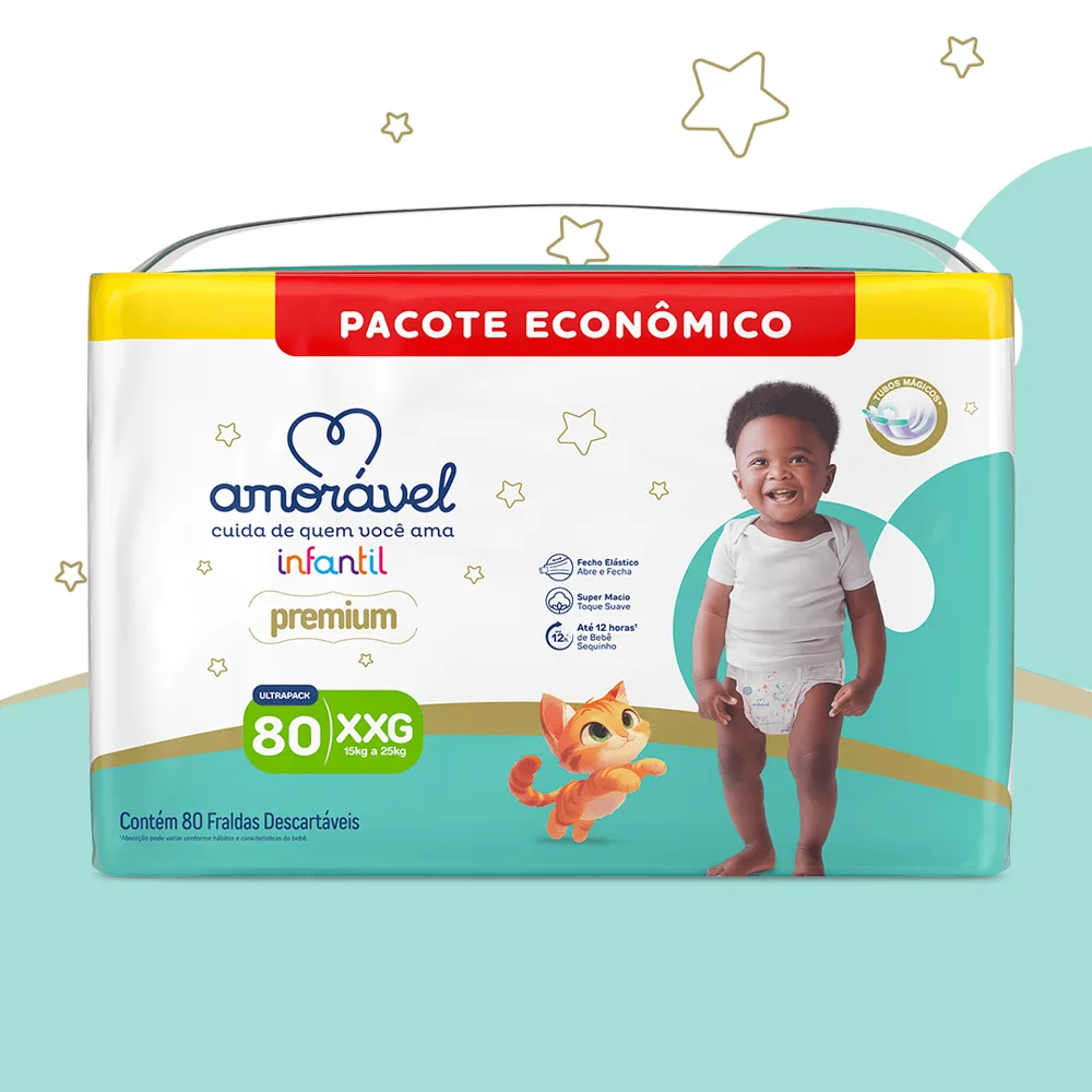 Fralda Amorável Premium Ultrapack Xxg 80 Unidades