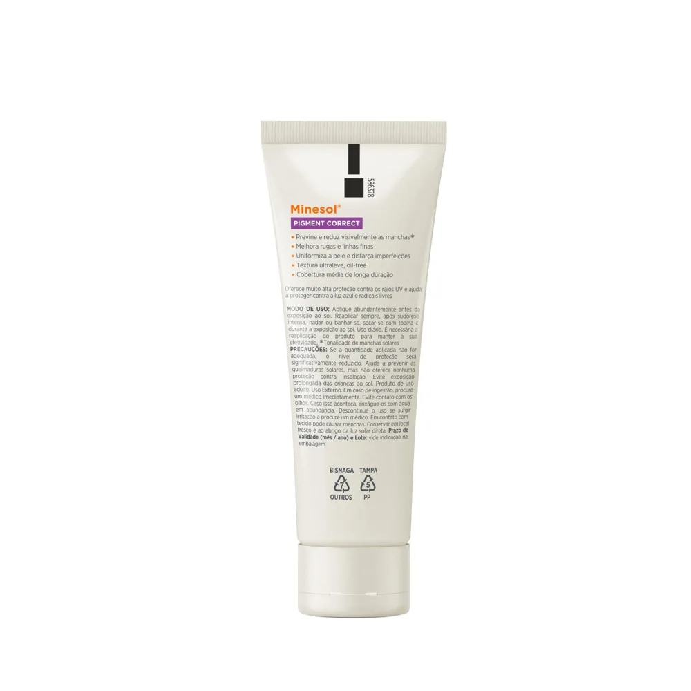 Protetor Solar Facial Minesol Pigment Correct Fps70 Cor 3.0 40g