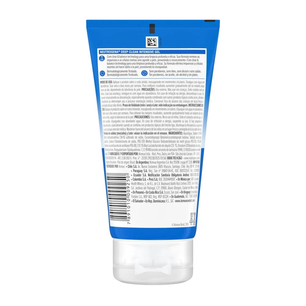 Gel de Limpeza Facial Neutrogena Deep Clean Pele Mista a Oleosa 150g