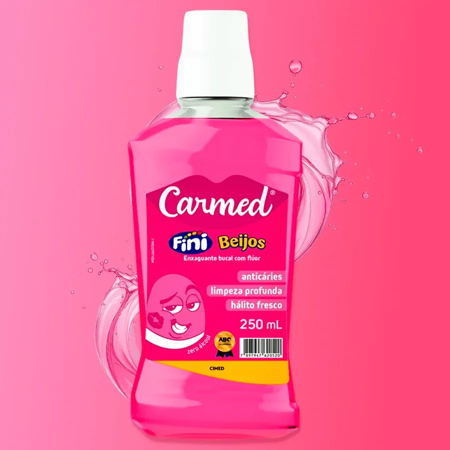 Enxaguante Bucal Carmed Fini Beijos com Flúor Zero Álcool 250ml