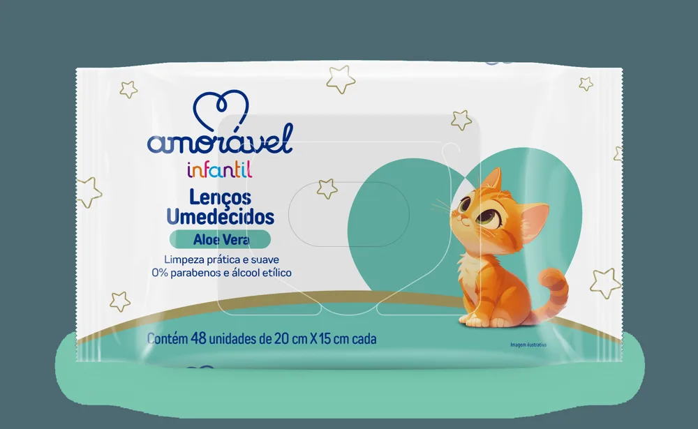 Lenço Umedecido Amorável Baby Aloe Vera 48 Unidades