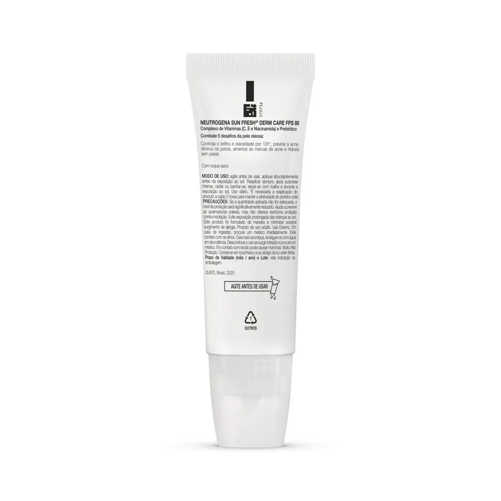 Protetor Solar Facial Neutrogena Sun Fresh Derm Care Oil Control Fluido Sem Cor FPS80 40Ml