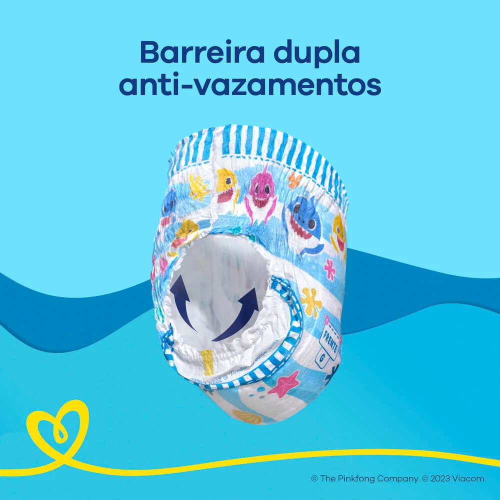Fralda Pampers Splashers Baby Shark P/M 12 Unidades