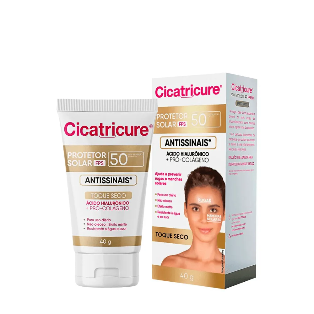 Protetor Solar Facial Cicatricure Antissinais FPS50 Efeito Matte 40g