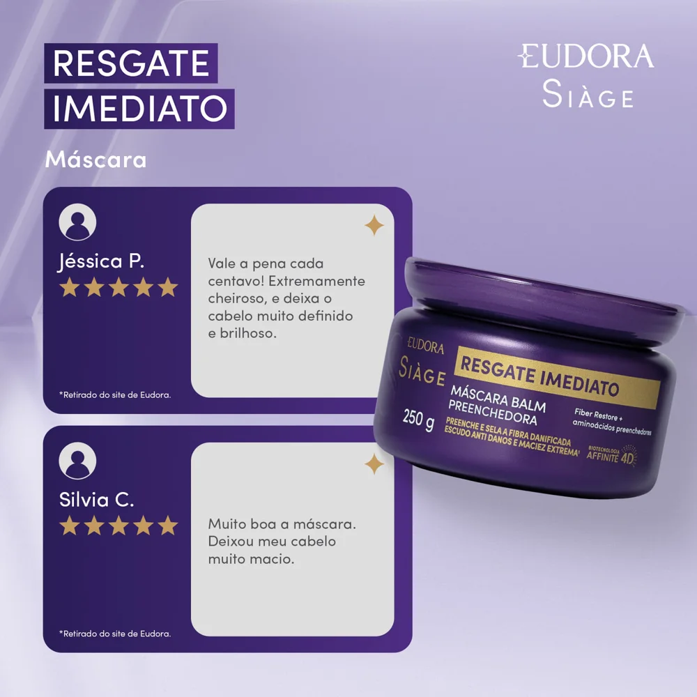 Máscara Capilar Eudora Siàge Resgate Imediato 250g