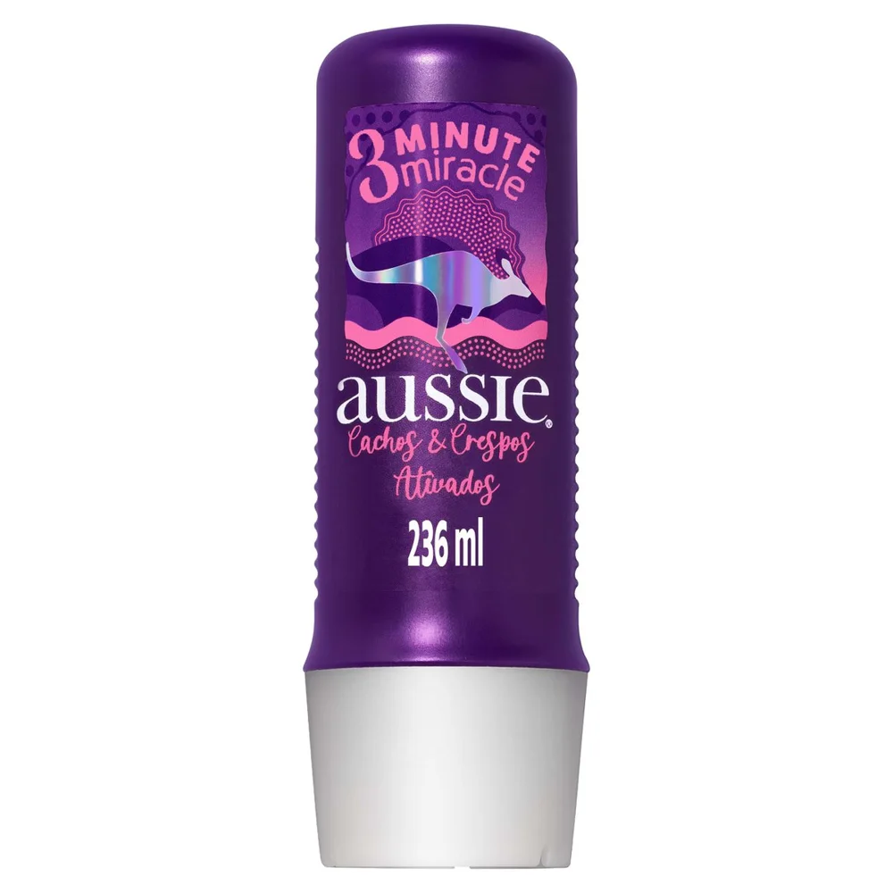 Creme de Tratamento Capilar Aussie 3 Minute Miracle Cachos e Crespos Ativados Hidratação e Definição 236ml