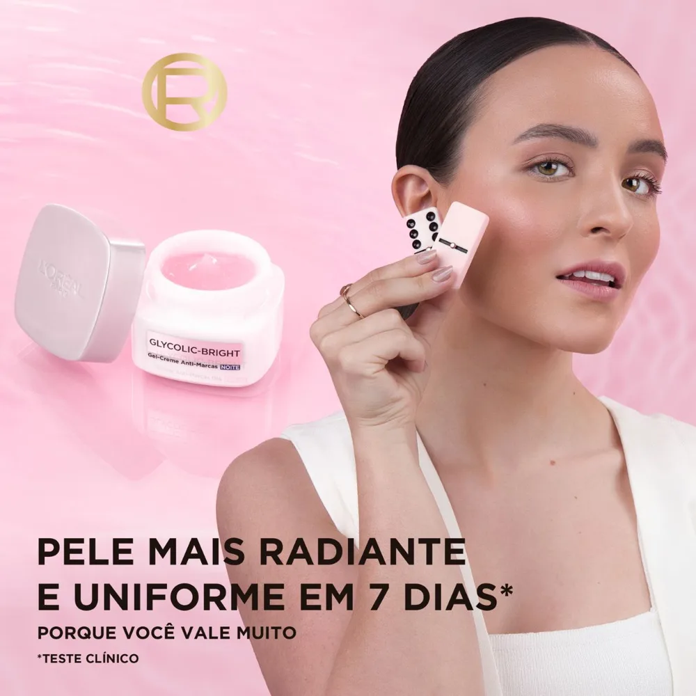 Gel Creme Facial L'Oréal Paris Glycolic Bright Antimarcas Noturno 49g