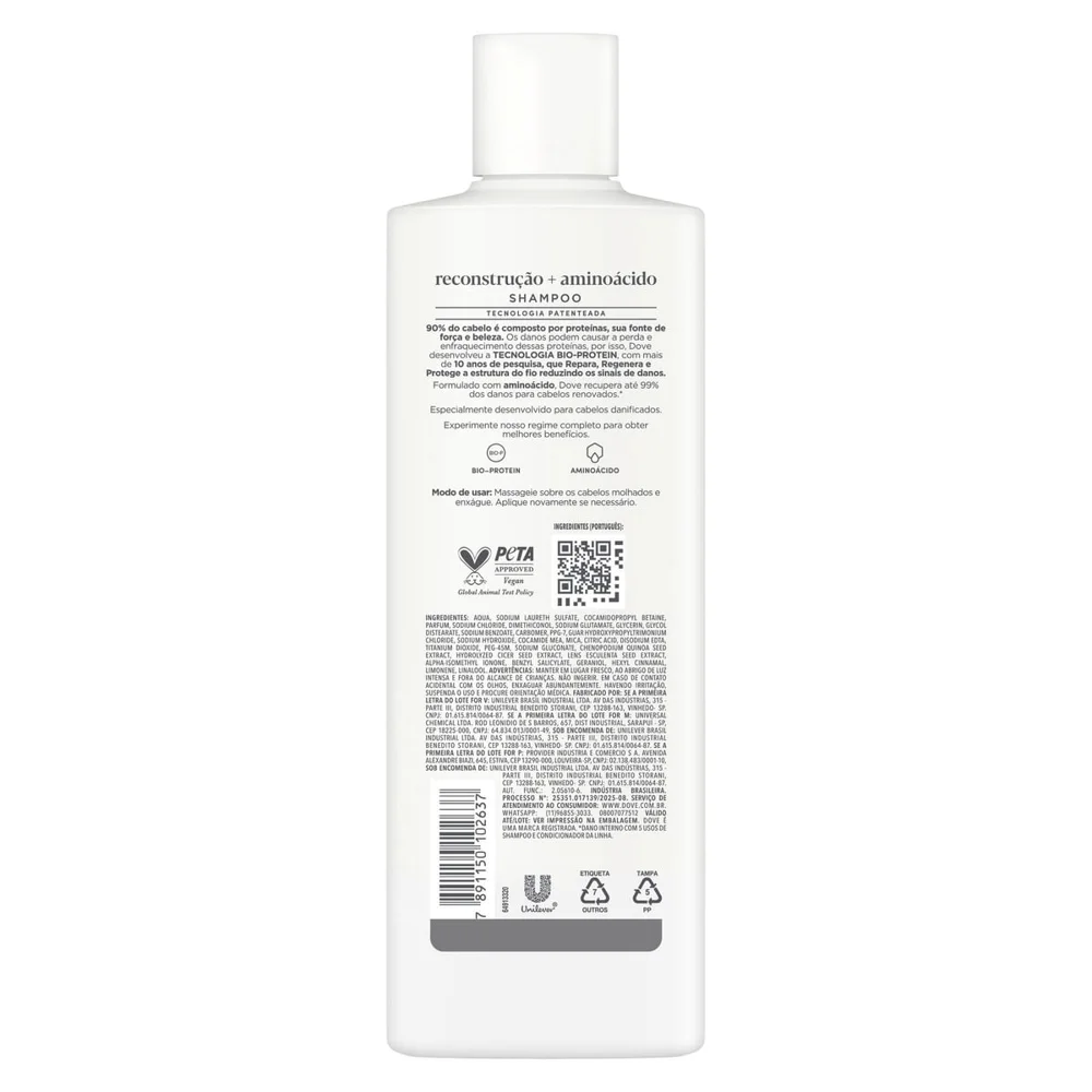Shampoo Dove Reconstrução + Aminoácido 370ml