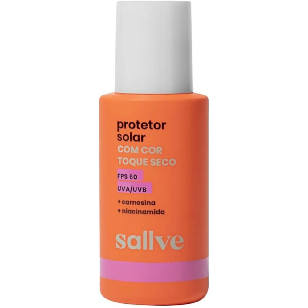 Protetor Solar Facial Sallve Toque Seco FPS60 Carnosina + Niacinamida Cor 90 40g